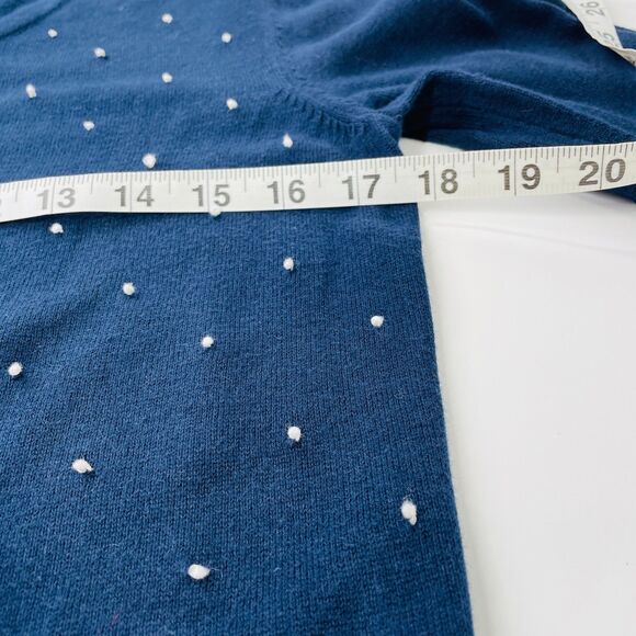 Tommy Hilfiger Cadigan Med Navy Blue White Polka Dot Embroidered Medium Cardigan - Picture 11 of 15